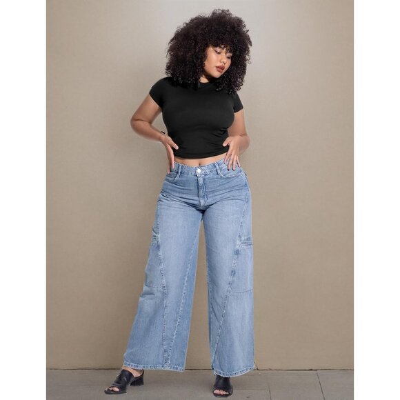 Women's Slim Fit Short Sleeve Tee Nylon Spandex Double Layer Y2K Style - Picture 7 of 7